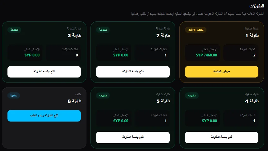 شاشة تنبيه النادل بجاهزية الأطباق